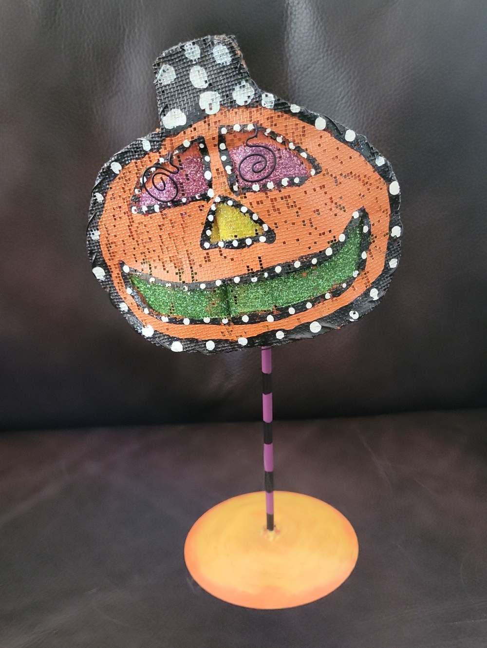 Halloween Jack-o-Lantern Candle Holder -Metal/Mesh/Wire